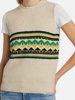 Guest in Residence Womens' Beige Chalet Wool-Cashmere Sweater Vest Size M